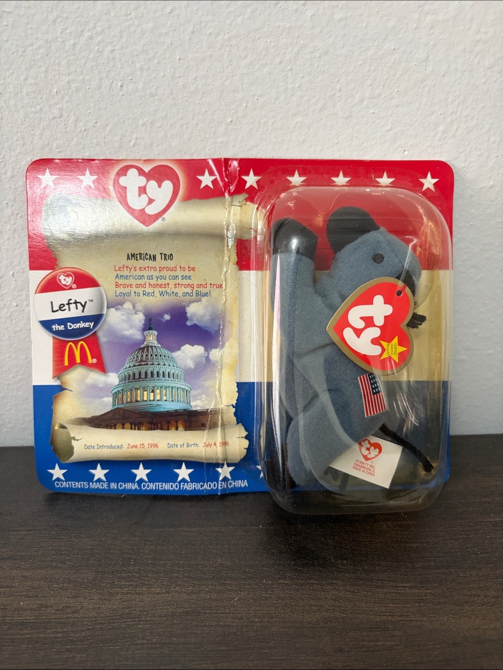 Vintage 2000 McDonald's Ty Lefty the Donkey American Trio Set in package SEALED